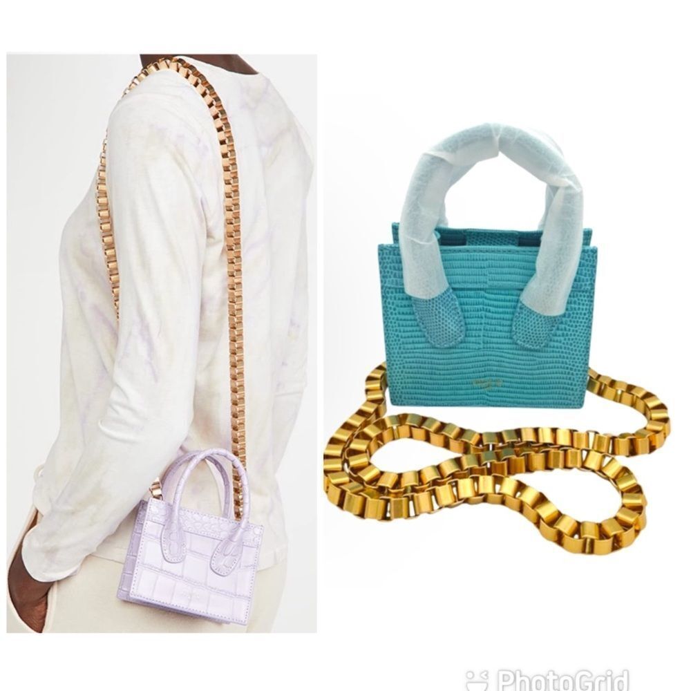 New Apede Mod Poker Face Mini Tote Blue Lizard Turquoise